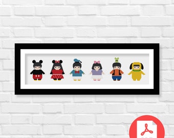Mini People Mickey and Friends Costume Cross Stitch Pattern - Inspired Cross Stitch Pattern - PDF Download