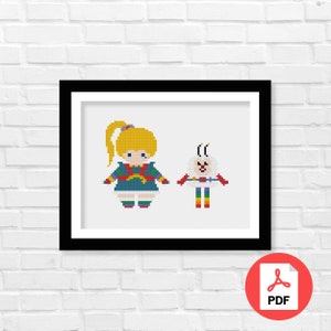 Rainbow Brite Cross Stitch Pattern PDF, Cartoon Cross Stitch Pattern, Rainbow Brite Inspired Cross Stitch, Home Decor, Digital Download