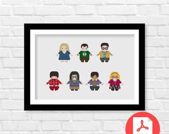 Big Bang Theory Cross Stitch Pattern - TV Series Inspired Cross Stitch Pattern - Leonard and Sheldon - PDF Download
