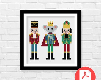 Nutcracker and Mouse King Cross Stitch Pattern - Christmas Cross Stitch Pattern - Happy Holidays - Merry Christmas - PDF Download