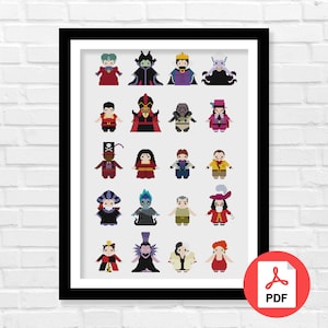 Pixel Villains Cross Stitch Pattern PDF, Villains Cross Stitch Pattern, Inspired Cross Stitch, Characters, Home Decor, Digital Download