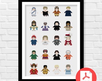 Iconic Women Cross Stitch Pattern - Women Who Changed the World - Women in History - Inspired Cross Stitch Pattern - PDF Download