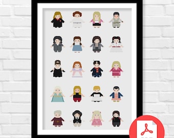 Favorite Female Characters Cross Stitch Pattern - TV Series Inspired Cross Stitch Pattern - Best Female Characters - PDF Download