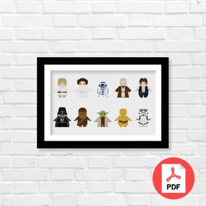 Star Character Cross Stitch Pattern PDF, Star Space Inspired Cross Stitch Pattern, The Wars, May the Force be with You, Digital Download