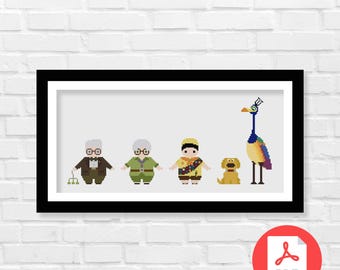 Flying House Cross Stitch Pattern - Up in The Sky - Inspired Cross Stitch Pattern - Carl and Ellie  - Home Sweet Home - PDF Download
