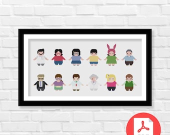 Bobs Burgers Cross Stitch Pattern PDF - TV series Cross Stitch - Burgers Family - Inspired Cross Stitch Pattern - Parody - PDF Download