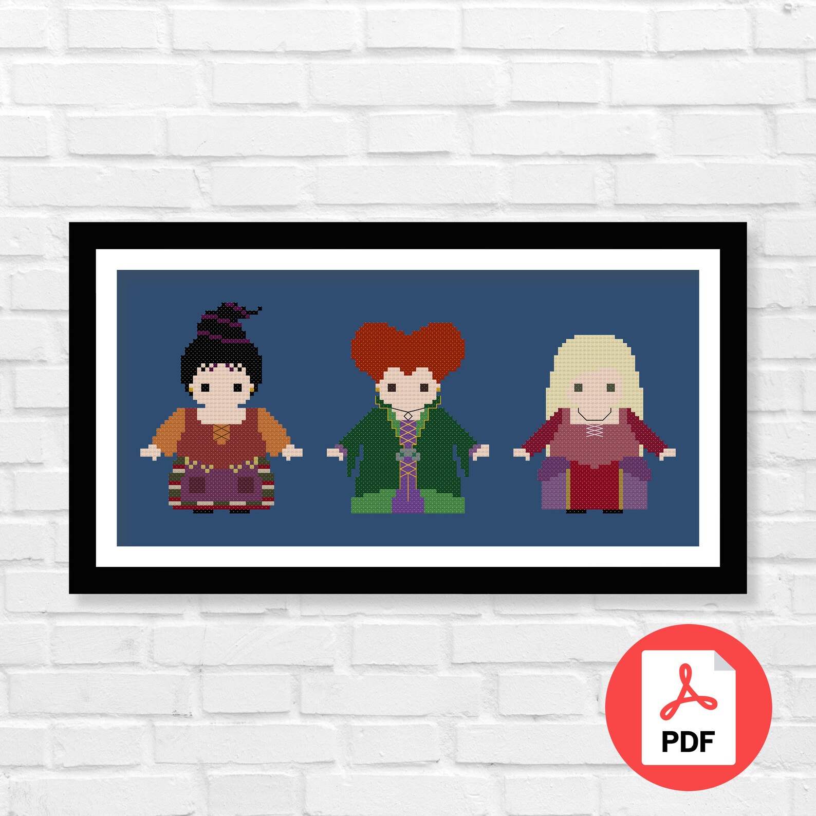 Sanderson Sisters Cross Stitch Pattern PDF The Witches Cross | Etsy