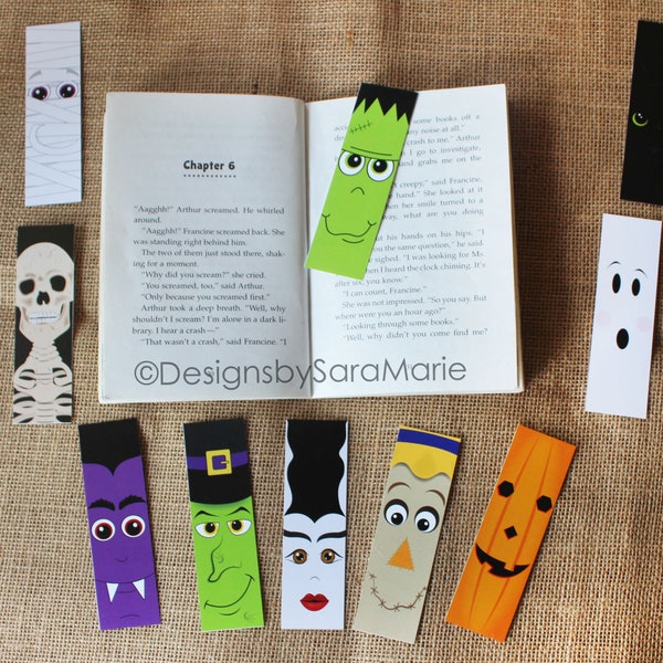 Printable Halloween Bookmarks Etsy