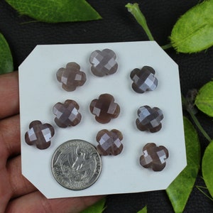 Grey moonstone gems, 13mm flower faceted moonstone loose gemstone, for jewelry or ring making