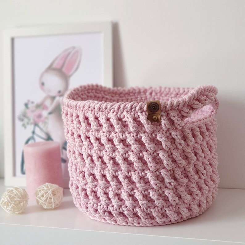 PATTERN Crochet Basket RELIEF Rope basket with handles pdf Etsy