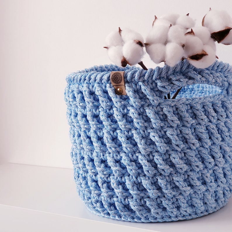 PATTERN Crochet Basket RELIEF Rope basket with handles pdf Etsy