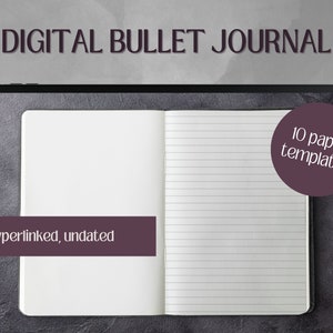 Horizontal Dark Mode Digital Bullet Journal | Undated, Hyperlinked (PDF & Goodnotes)