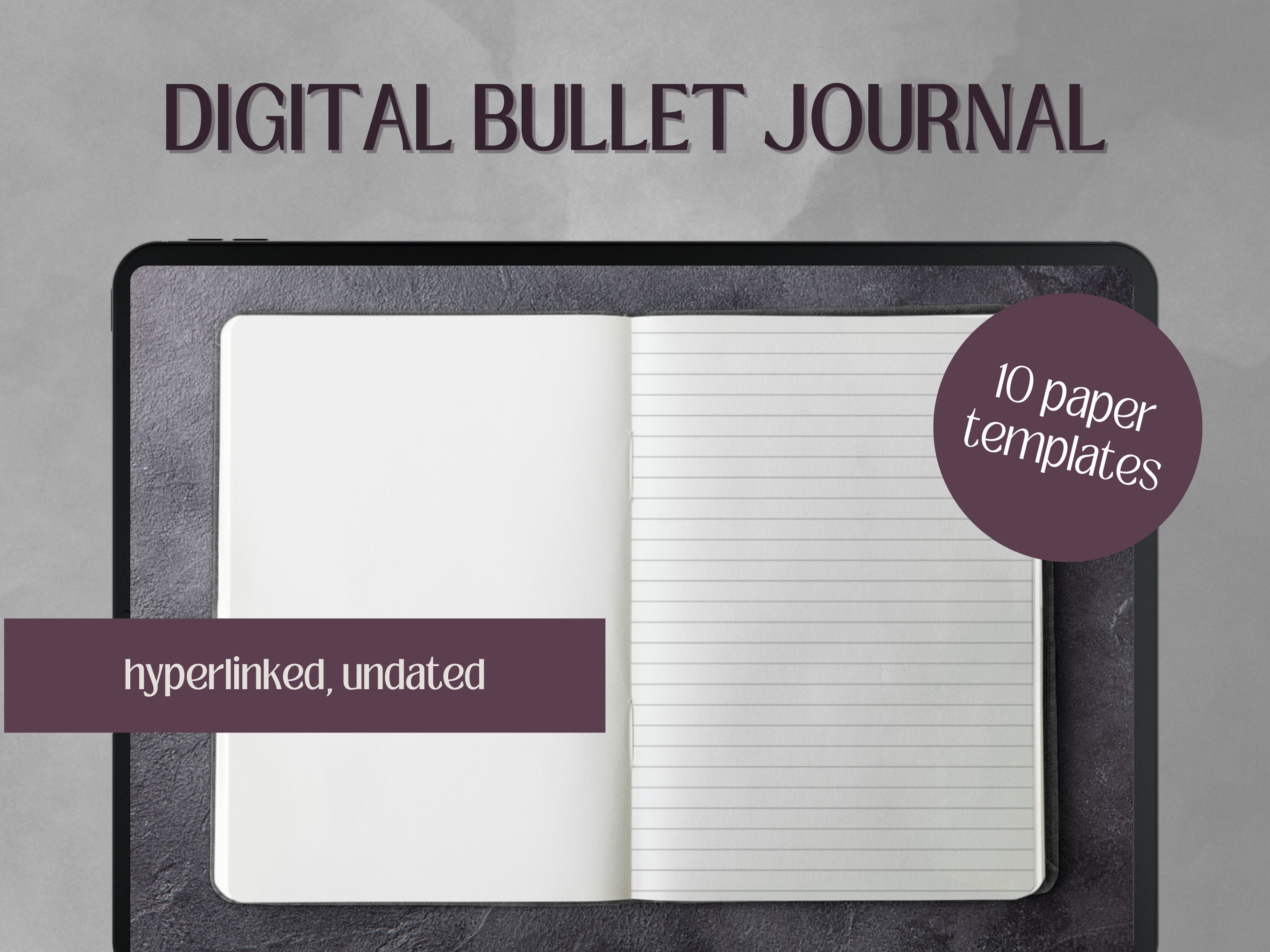 Realistic Journal.pdf 2026 Hyperlinked Realistic Horizontal Dark Mode Digital Bullet Journal ...