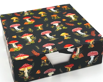 Mushroom Memo Sheets Set: Woodland Desk Notes with Keepsake Box