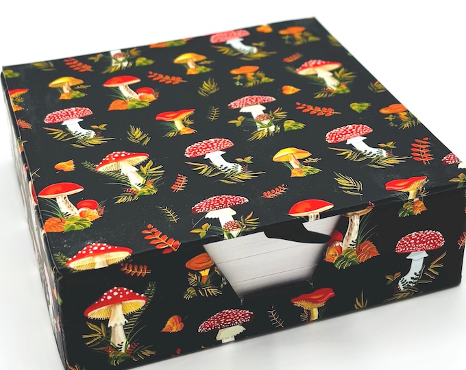 Mushroom Memo Sheets Set: Woodland Desk Notes with Keepsake Box