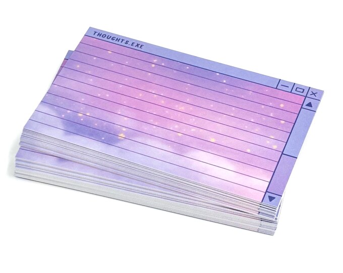 Thoughts.exe Index Cards, 50pc Lined/Blank Note Cards