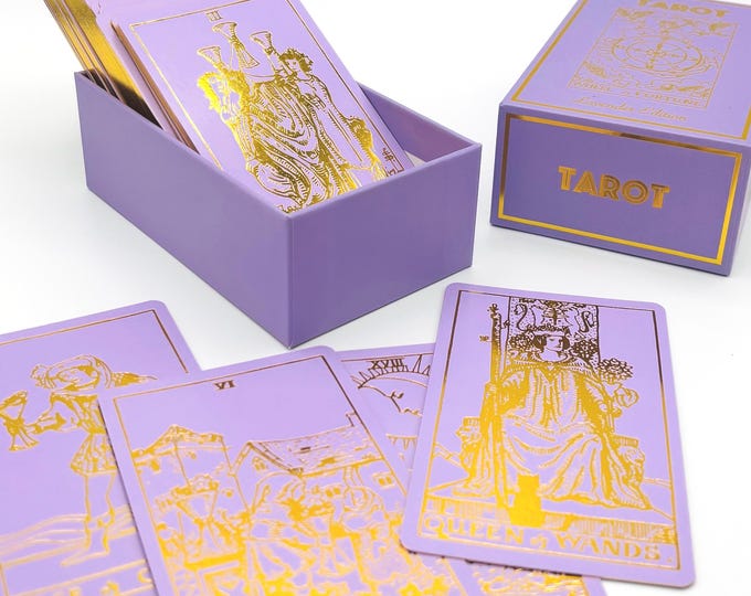 Featured listing image: Lavender Gold Foil Tarot Deck & Guide