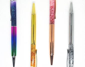 Flowing Glitter Ballpoint Pen: Rose Gold, Silver, Rainbow
