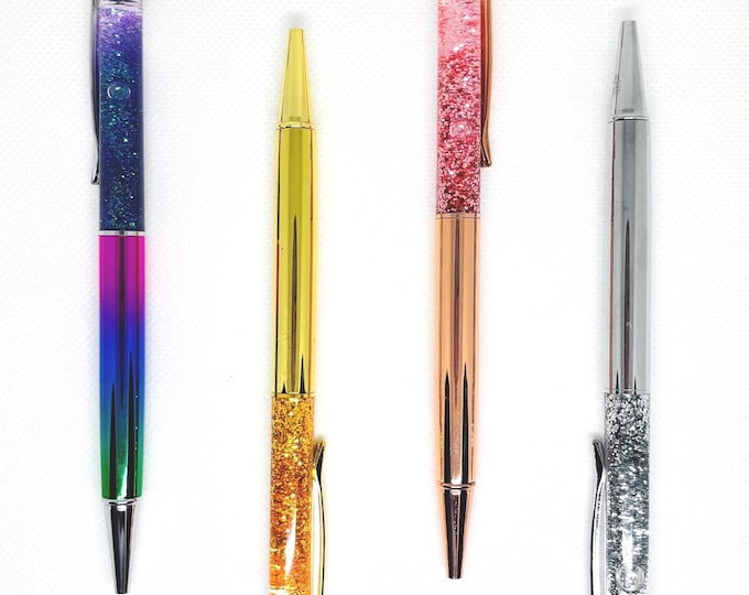 Flowing Glitter Ballpoint Pen: Rose Gold, Silver, Rainbow