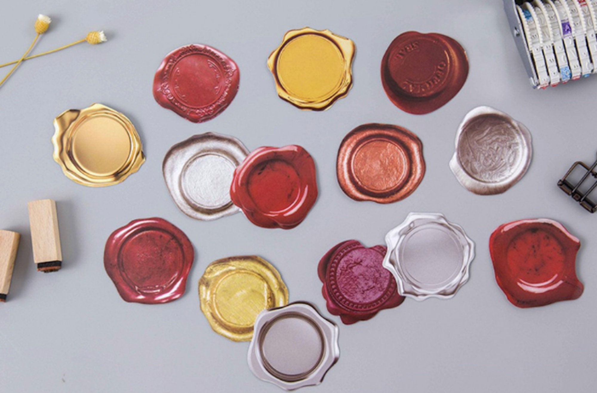 Wax Seals Paper Sticker Set 45pcs Small Seal Stickers