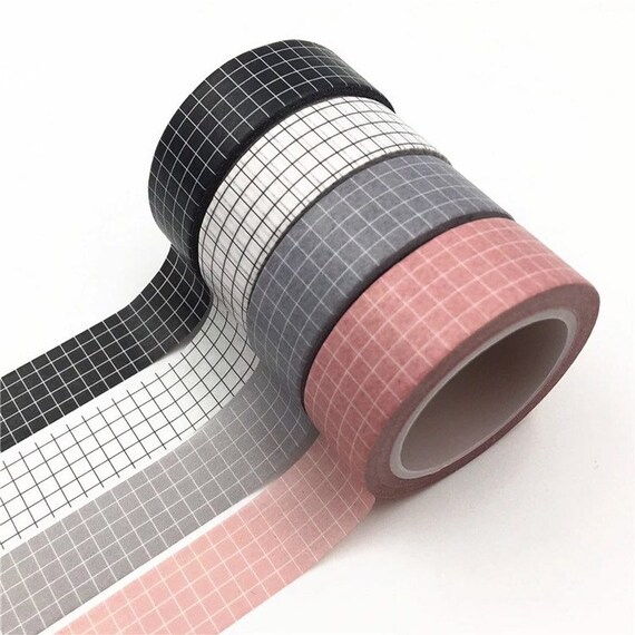 Solid Color Grid Washi Tape - White