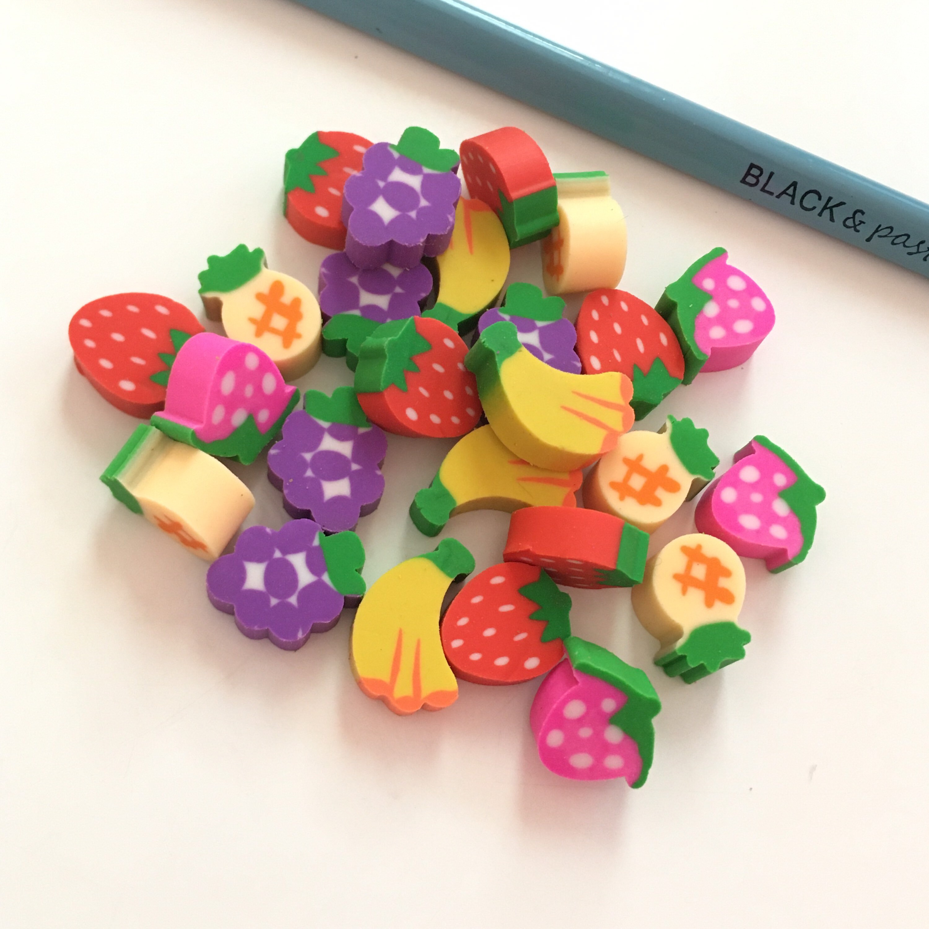 Fruit Case Eraser Set FruitShaped Mini Erasers with Guitar Storage Case