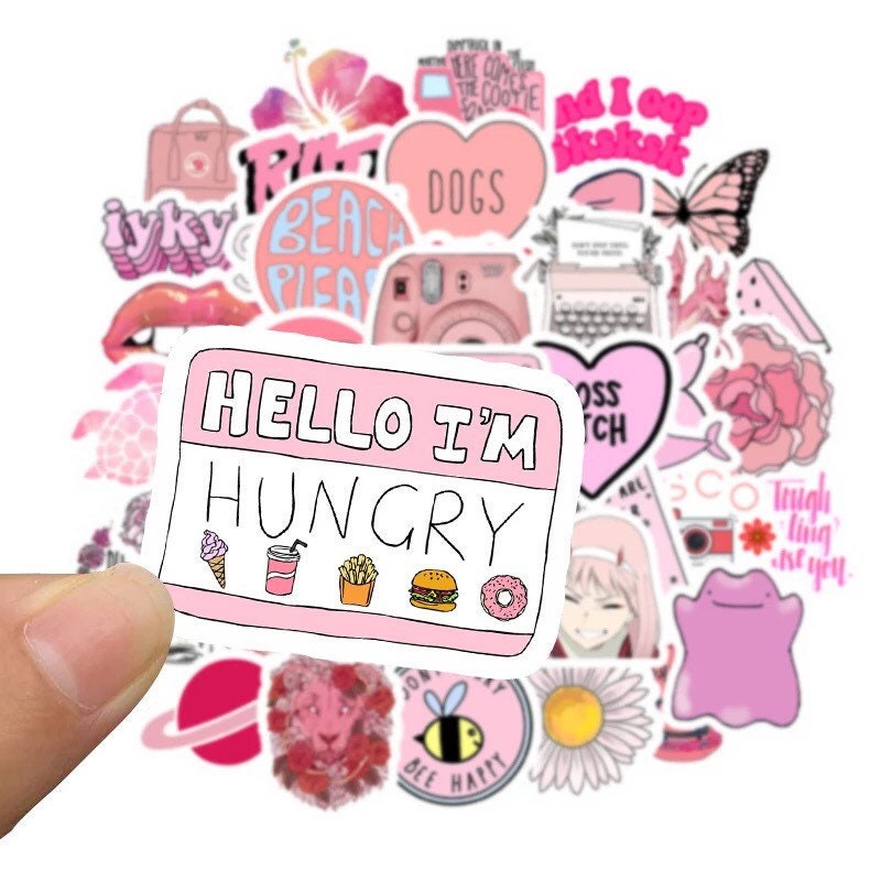 bubblegum pink random sticker set cute aesthetic girlish pink summer
