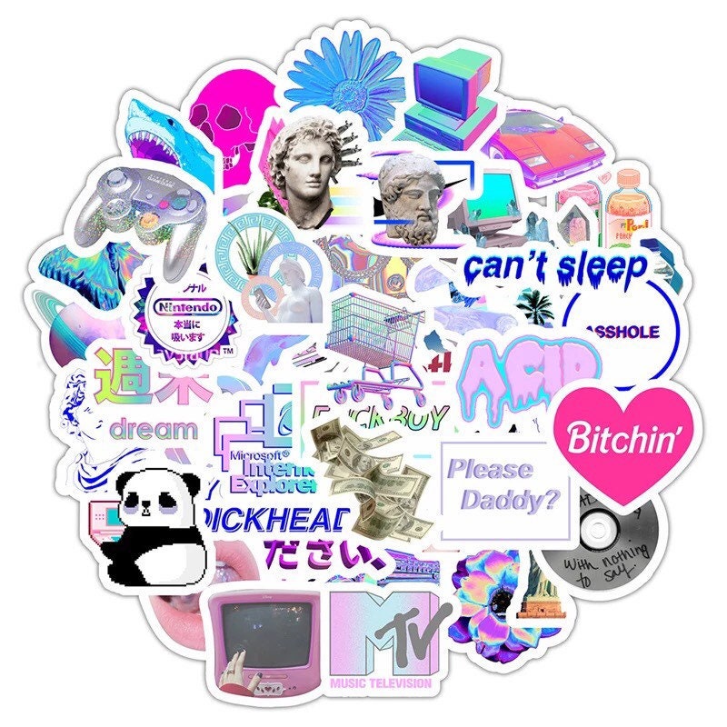 vapewave aesthetic sticker set 80s 90s retro future