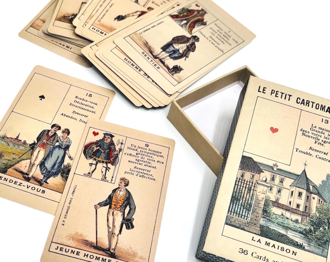 Le Petit Cartomancien Deck & Guide | First Printed in 1875 by B.P. Grimaud, Vintage Lenormand Style Cards
