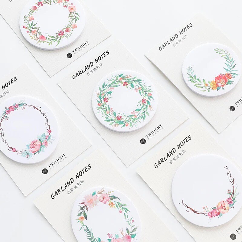Flower Garland Sticky Notes Choose from 6 designs Spring Floral