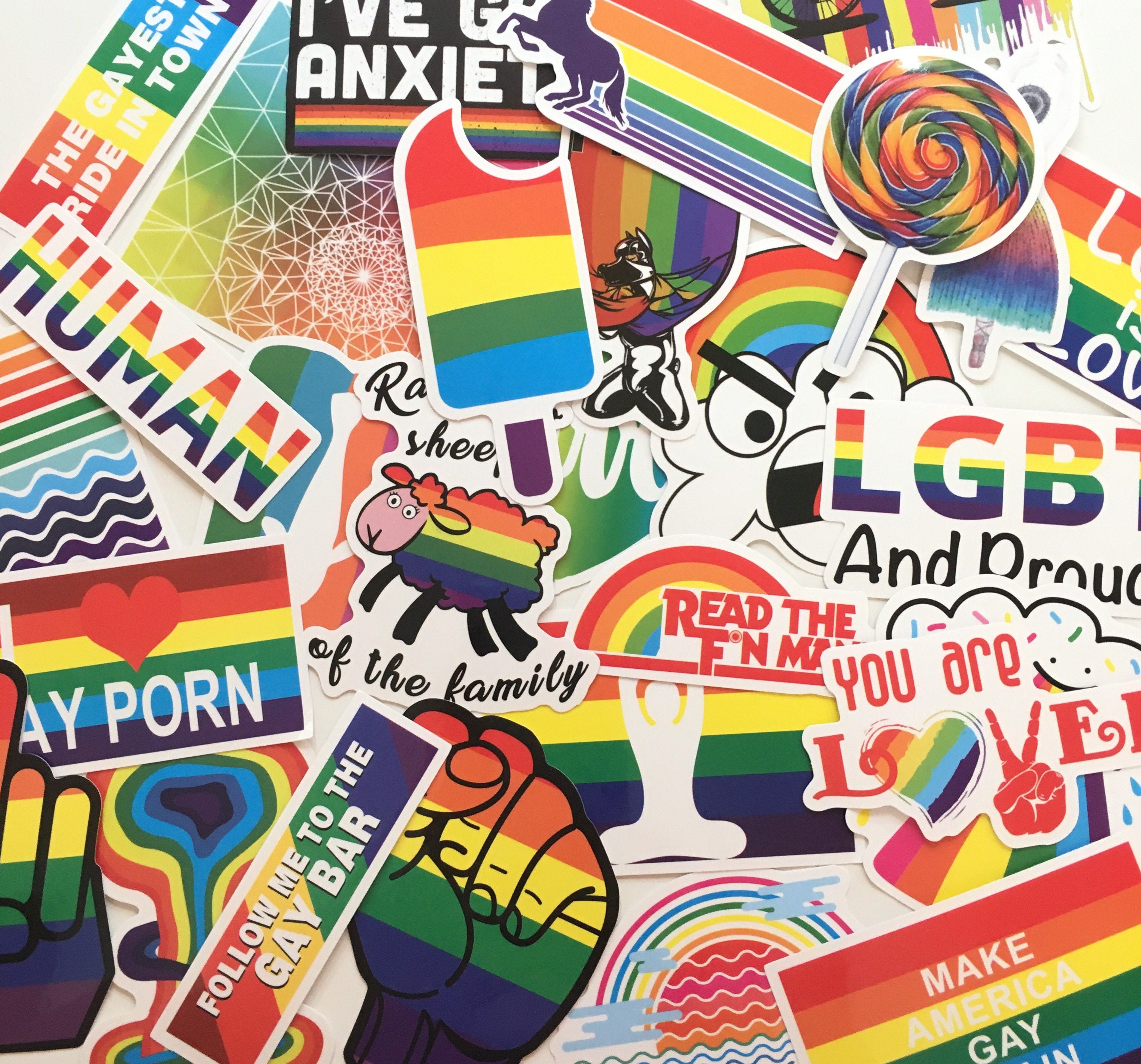 Funny LGBTQ Sticker Set - Cute Silly Animal Cartoon Pride Flag Stickers