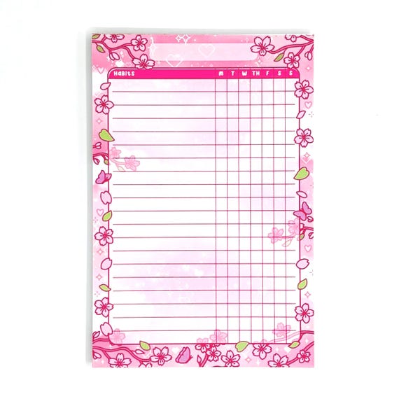 Sakura Flower Habit Tracker Notepad