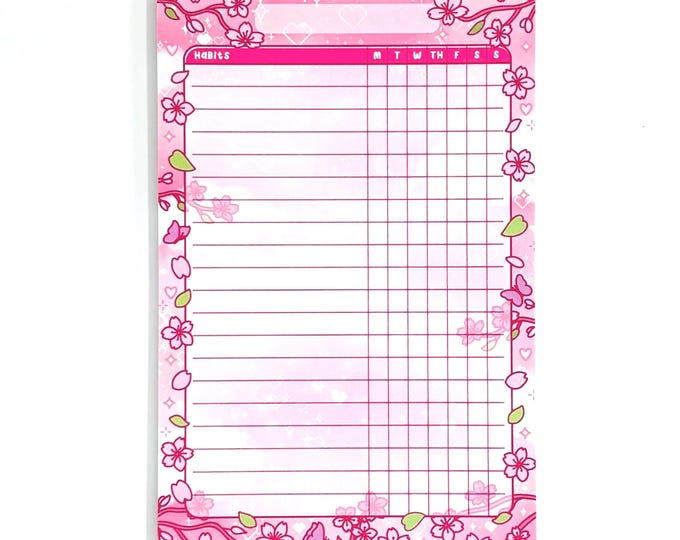 Sakura Flower Habit Tracker Notepad