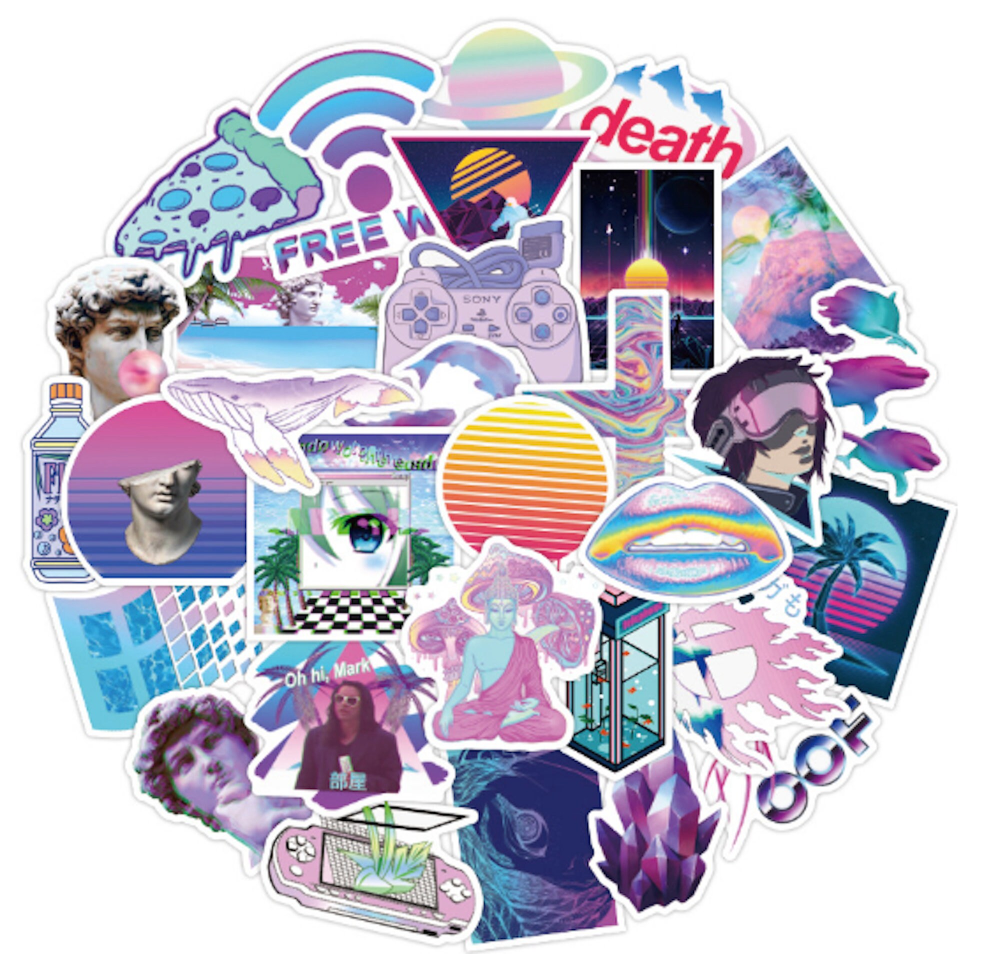 vaporwave retro future sticker pack 80s 90s aesthetic