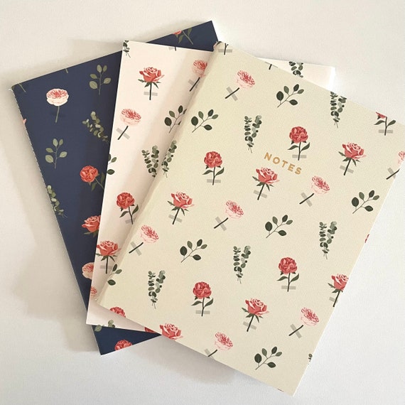 Roses Notebook Set - 3pc Bullet Journals