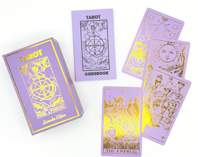 Featured listing image: Lavender Gold Foil Tarot Deck & Guide