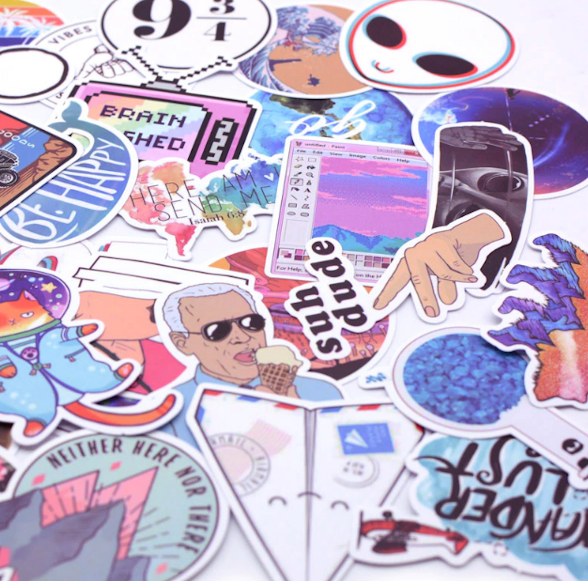 random memes sticker set vsco girl purple aesthetic sticker pack