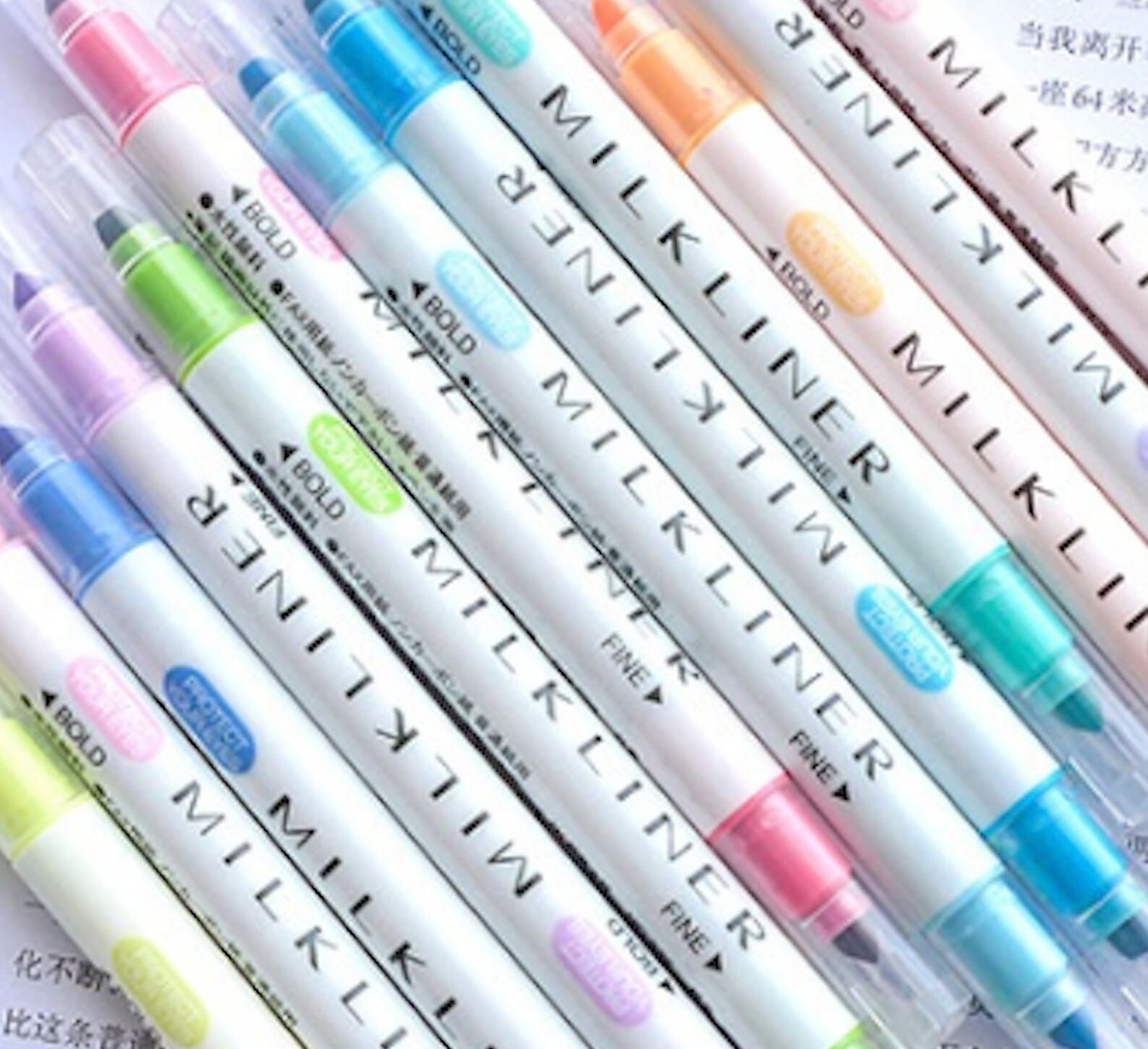 Milkliner Highlighter Set 12pc Full Color Set DualTip Bright