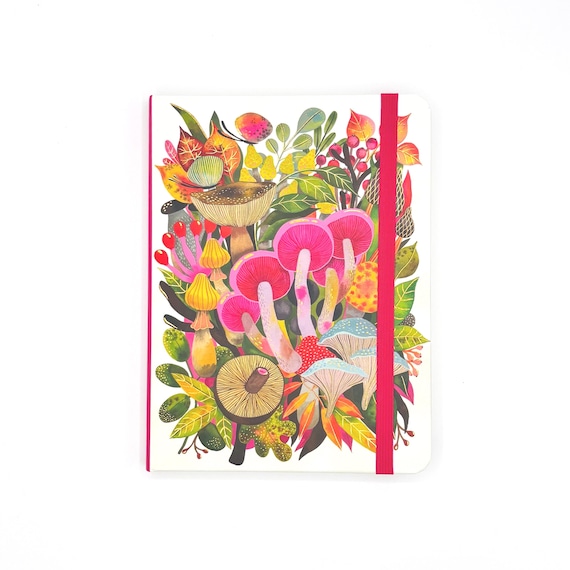 Mushroom Medley Journal - Blank Lined Diary Book Embossed Gold Foil Hardcover Lay-Flat Journals