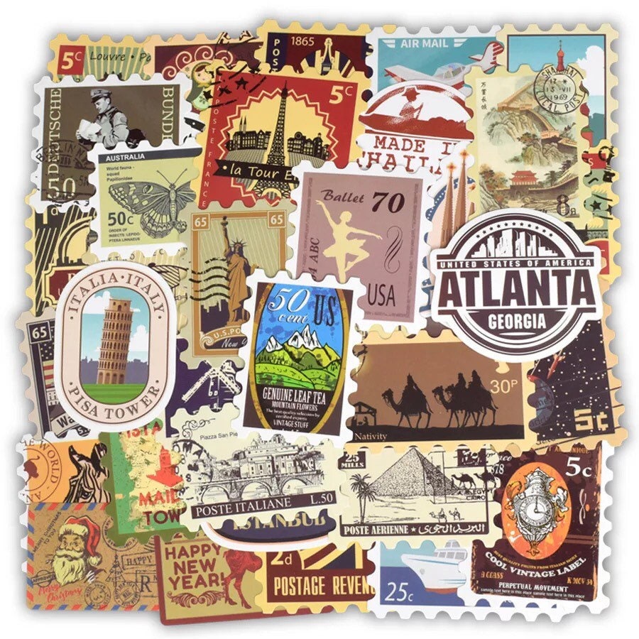 World Travel Stamp Sticker Set