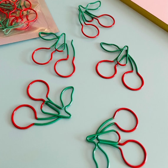 Cherry Paper Clips 5pcs or 10 pcs