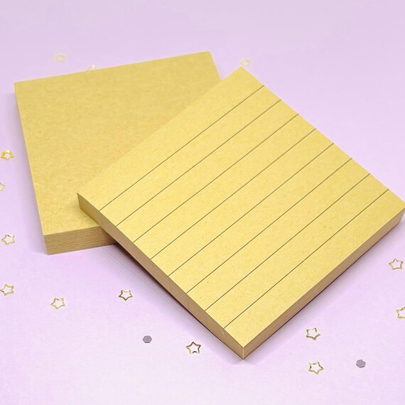 Kraft Paper Sticky Notes - Lined or Blank Notepads