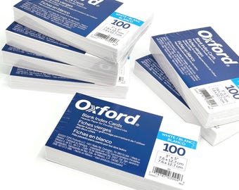 Oxford 30 Blank Index Cards, Pack of 100, 3"x5" Blank White Heavyweight Cards