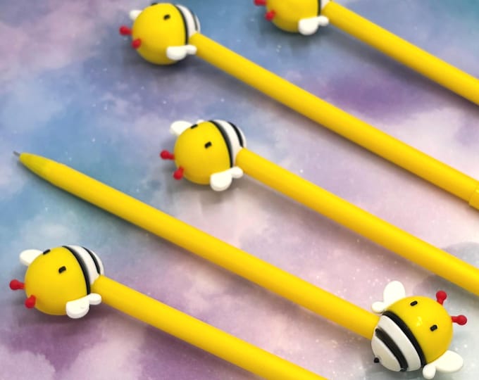 Honeybee Ink Pens - Easter Basket, Party Favor, Spring Classroom Supplies, Black Gel Writing Pens