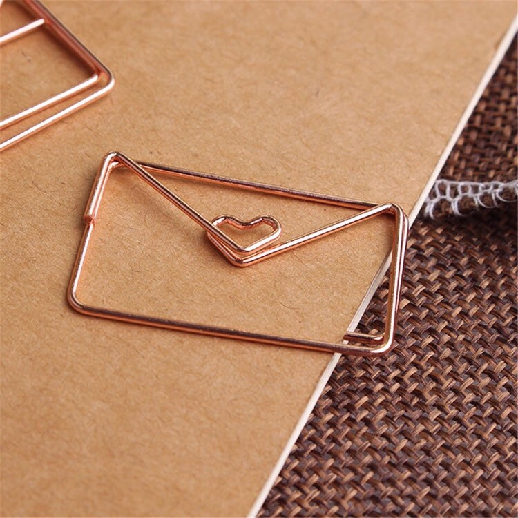Lovely Letter Paper Clips Rose Gold Paper Clips in Envelope Shape