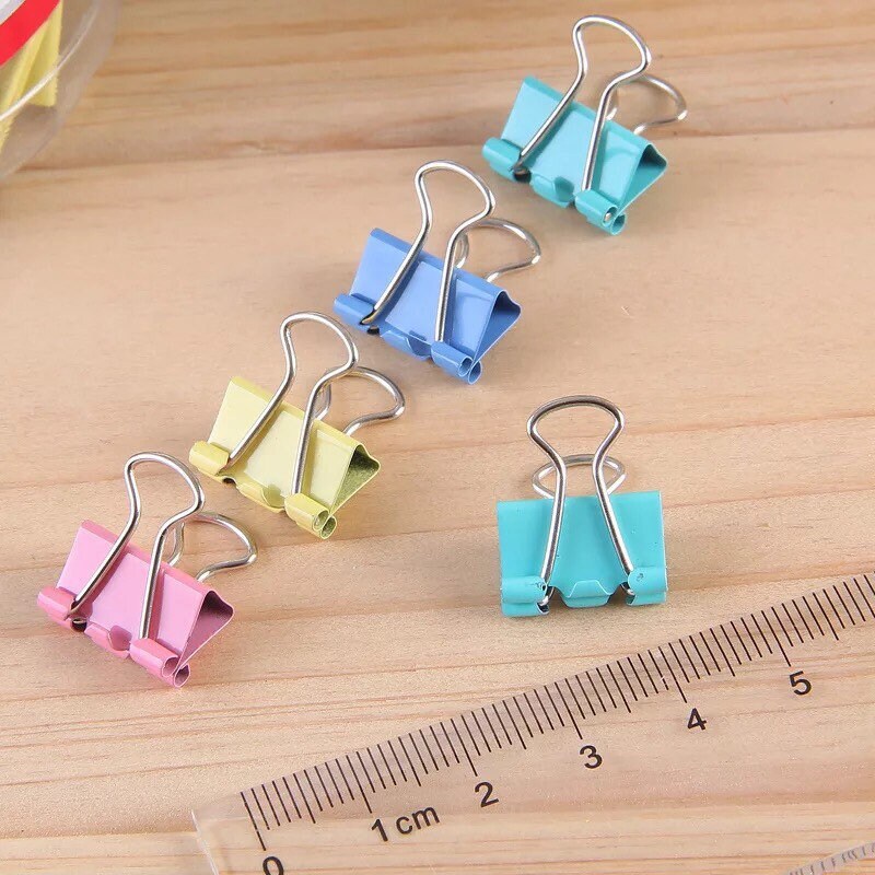 Pastel Mini Clips 10pc Binder Clamp Paper Clips 0.5 in Bright Pastel