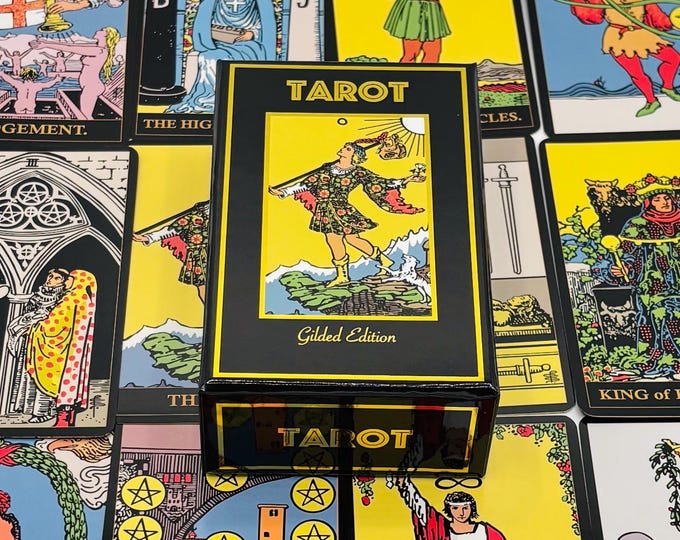 Gilded Tarot & Guide, Classic 1909 Rider Waite Tarot in Gold Foil