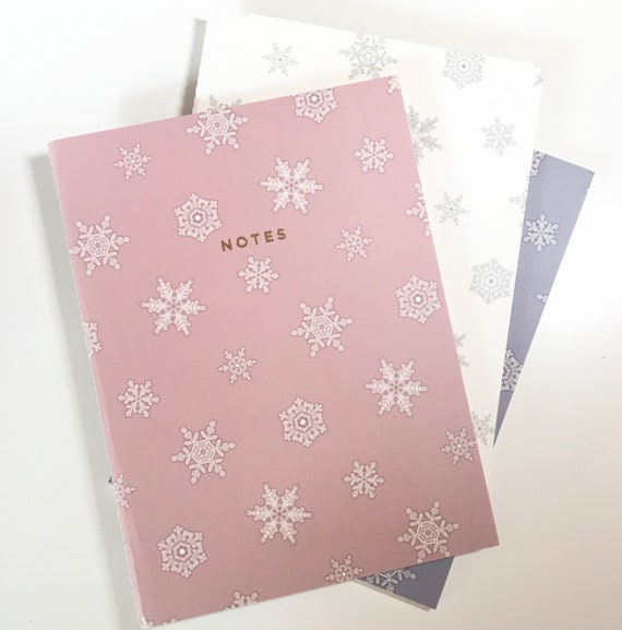 Pastel Snowflake Notebook Set - 3pcs - Blank + Lined + Bullet Journal