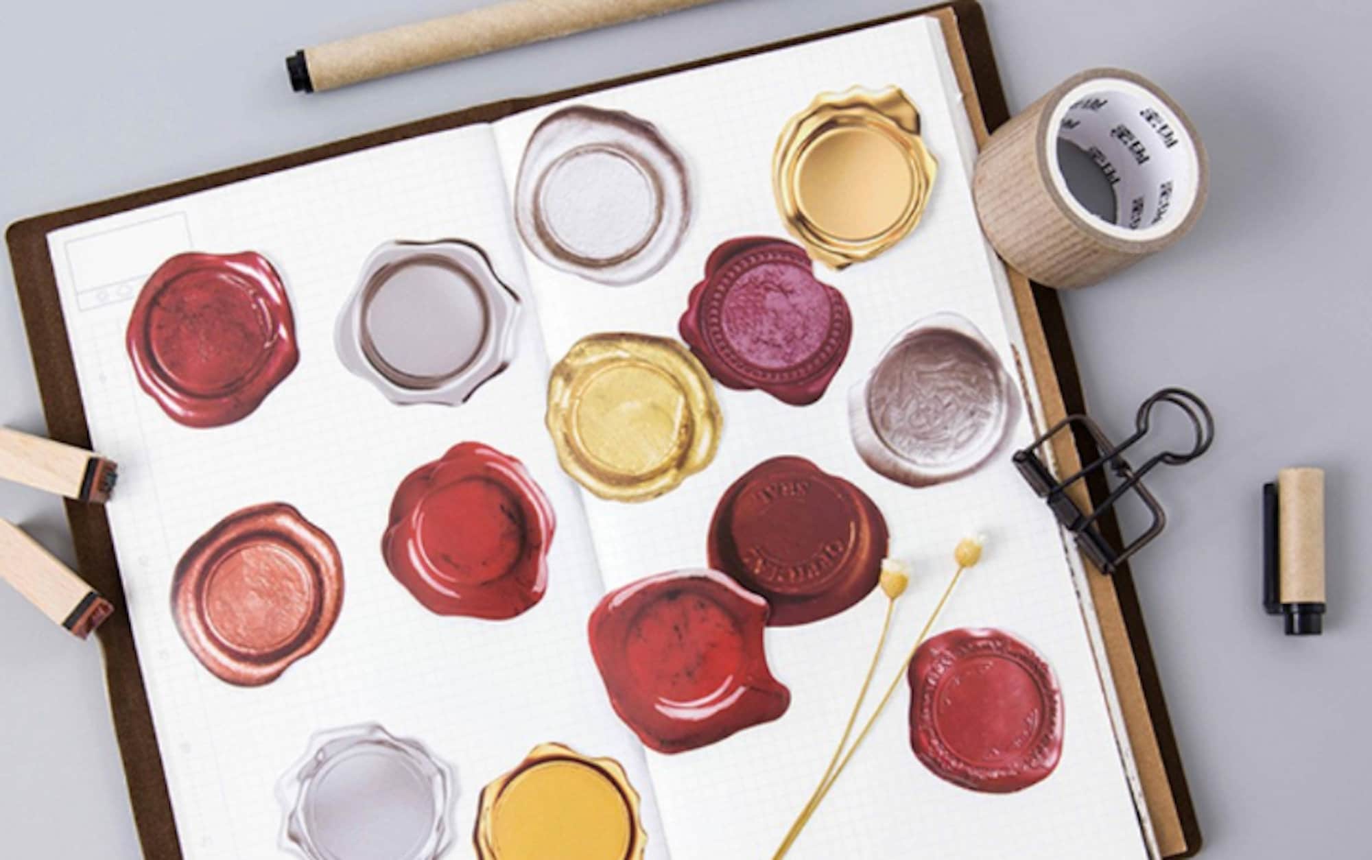 Wax Seals Paper Sticker Set 45pcs Small Seal Stickers