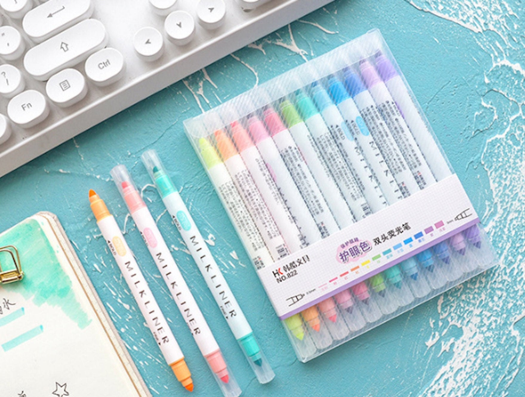 Milkliner Highlighter Set 12pc Full Color Set DualTip Bright